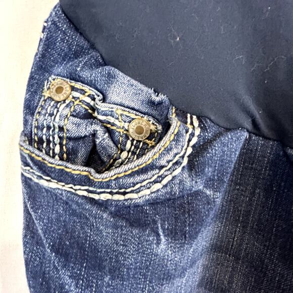 WallFlower Maternity Blue Jeans Size medium Denim embellished pocketsCloe - Picture 4 of 15